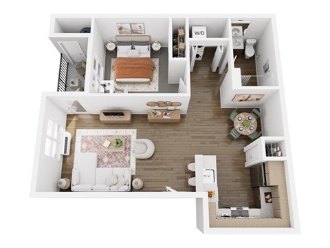 Floor plan for 1 bed, 1 bath, 804 sqft